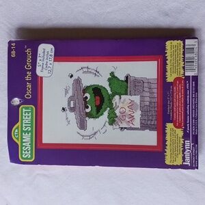 Sesame Street Oscar the Grouch Cross Stitch Kit with Frame Kids Room Decor